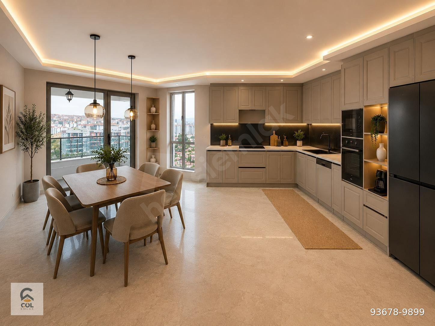 ÇÖL EMLAK'TAN MERKEZİ LOKASYONDA PANAROMİK MANZARALI TERAS BALKON GENİŞ MUTFAK EBEVEYN BANYOLU SIFIR