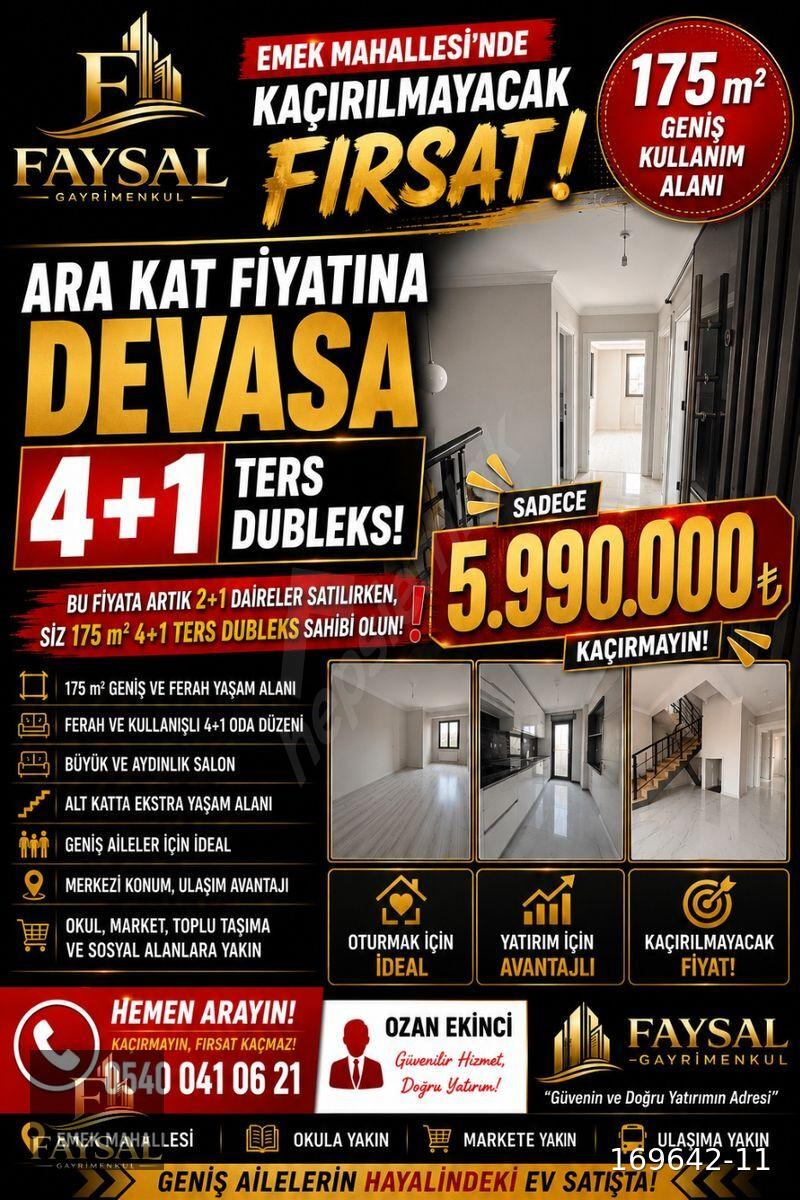ARA KAT FİYATINA 4+1 TERS DUBLEKS! | 175 m² GENİŞ YAŞAM ALANI |