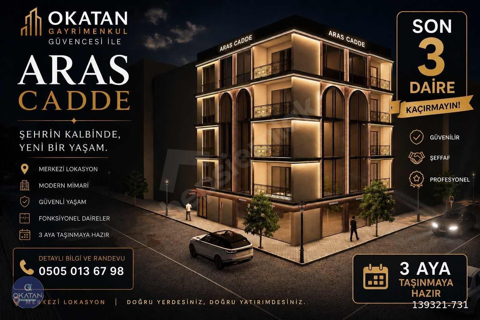 YENİ MAH.CADDE ÜZERİ 2+1 SIFIR LÜX SATILIK DAİRELER