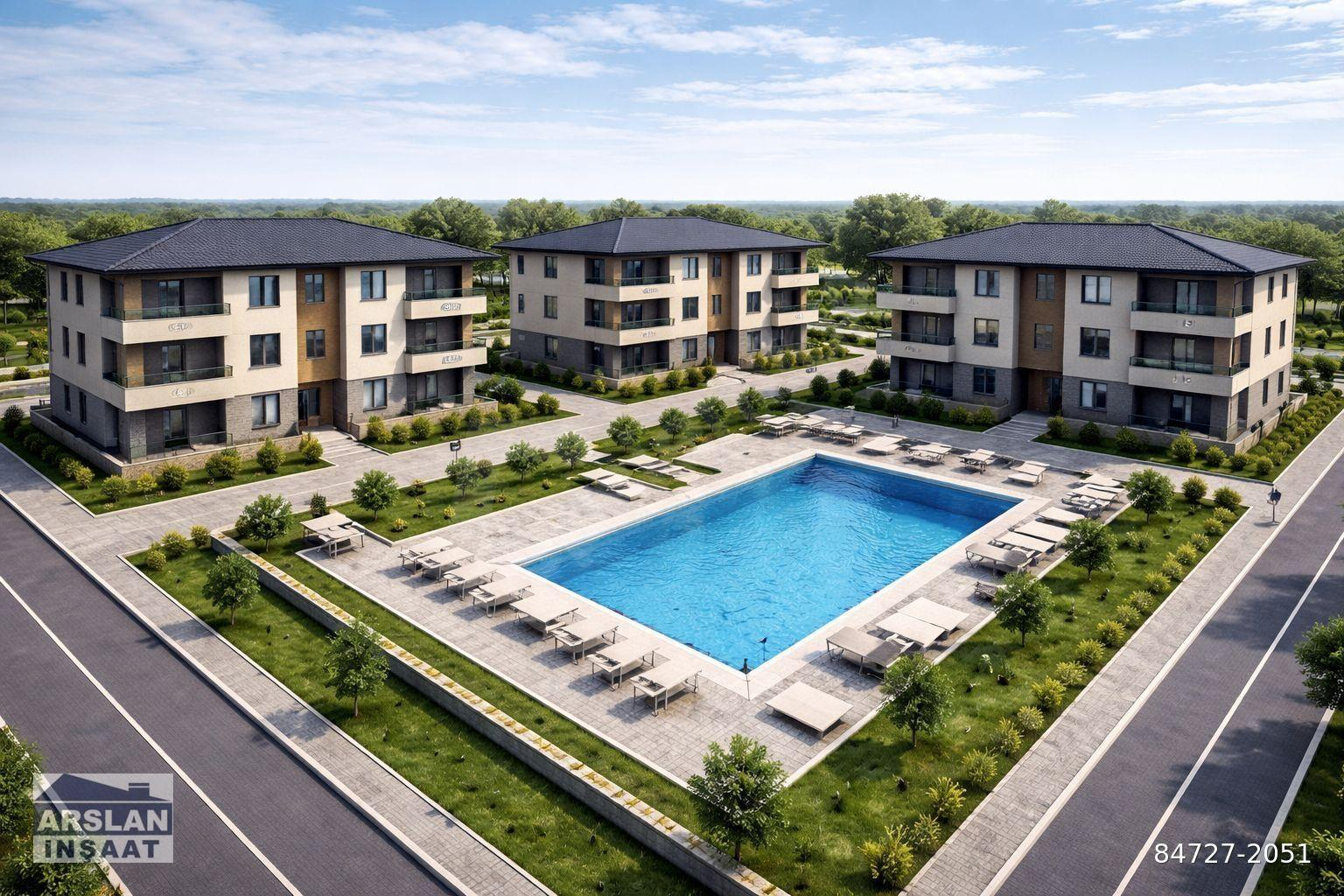 ARSLAN İNŞAAT 1.000.000 PEŞİN 40 AY VADE HAVUZLU 2+1 DAİRE