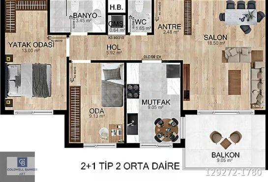 Kayalar Sky’da Satılık 2+1 Lüks Daire
