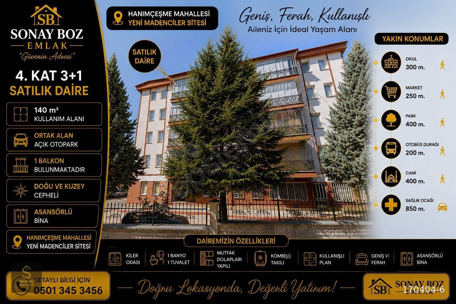SONAY BOZ EMLAKTAN HANIMÇEŞME MAHALLESİNDE 3+1 SATILIK DAİRE!