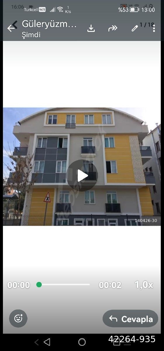 Isparta merkez sermet mah 1+1 bahçe katı 1milyon850bintl