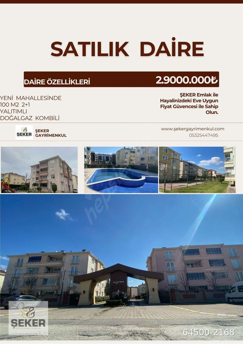 1- ŞEKER EMLAK YENİ MAH.2+1- 100 m2 SATILIK YENİ DAİRE