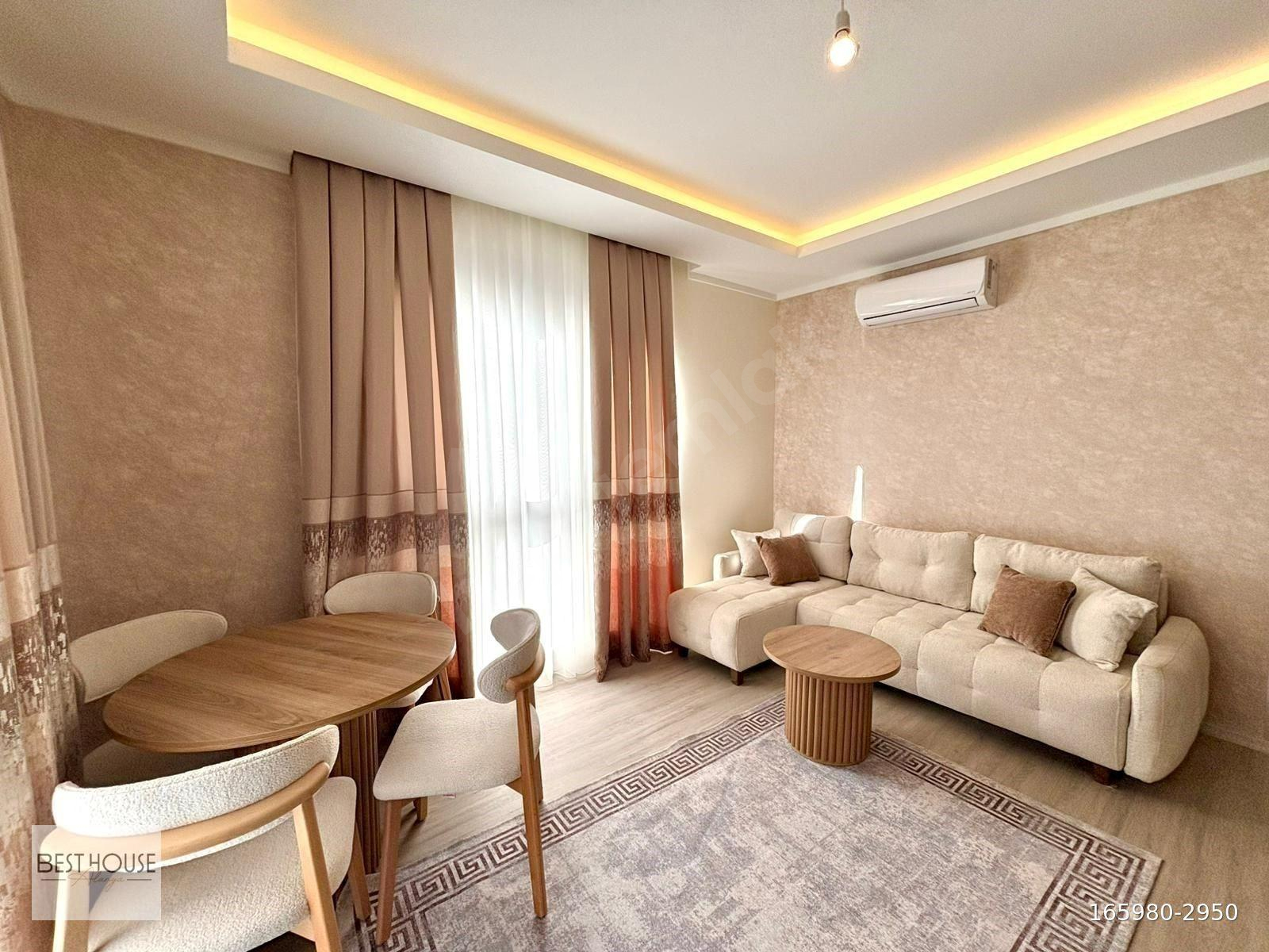 ALANYA MAHMUTLAR’DA YENİ BİNADA SIFIR LÜKS EŞYALI 1+1 SATILIK DAİRE