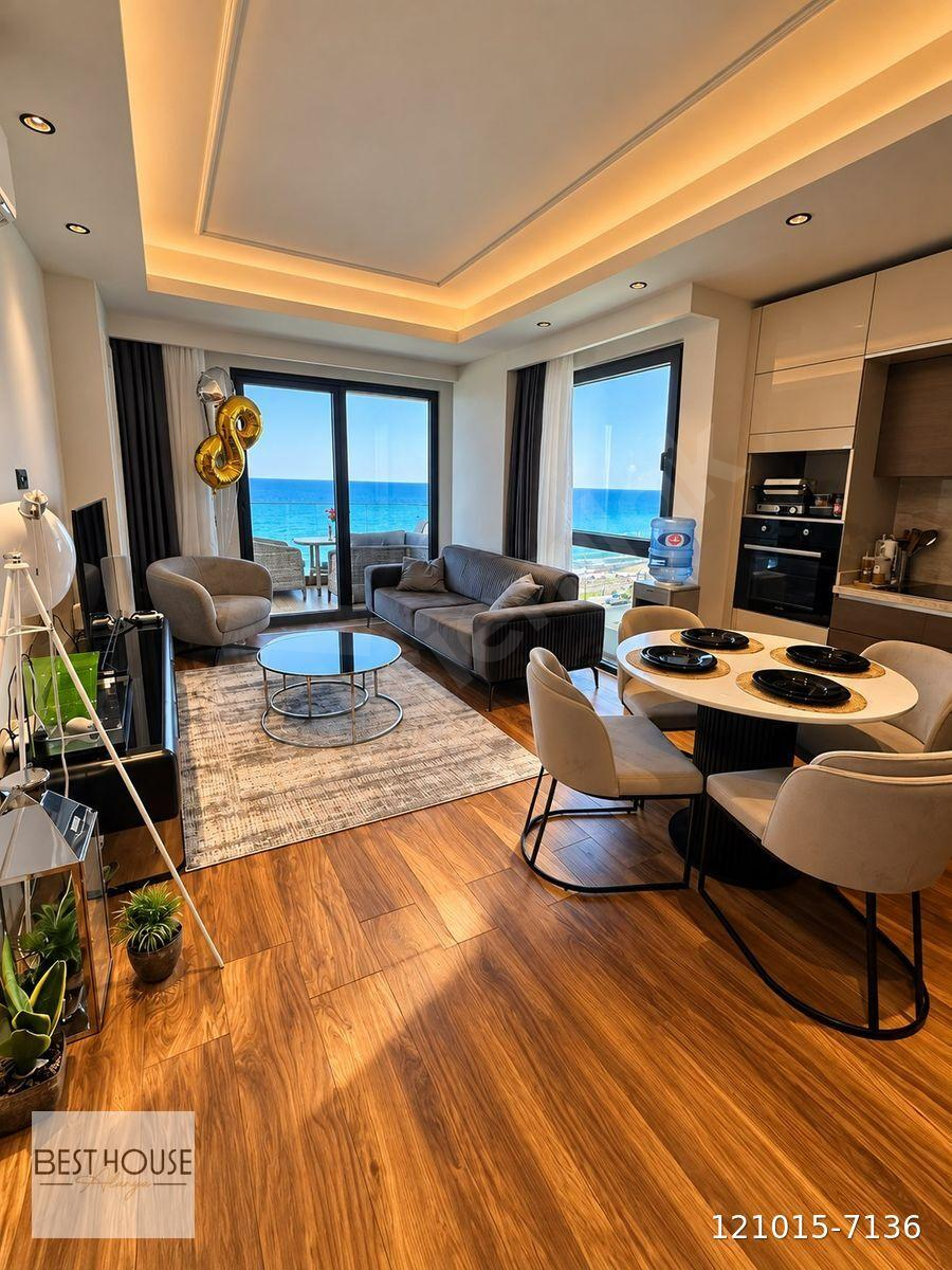 ALANYA MAHMUTLARDA MUHTEŞEM DENİZ MANZARALI FULL EŞYALI 2+1 SATILIK DAİRE