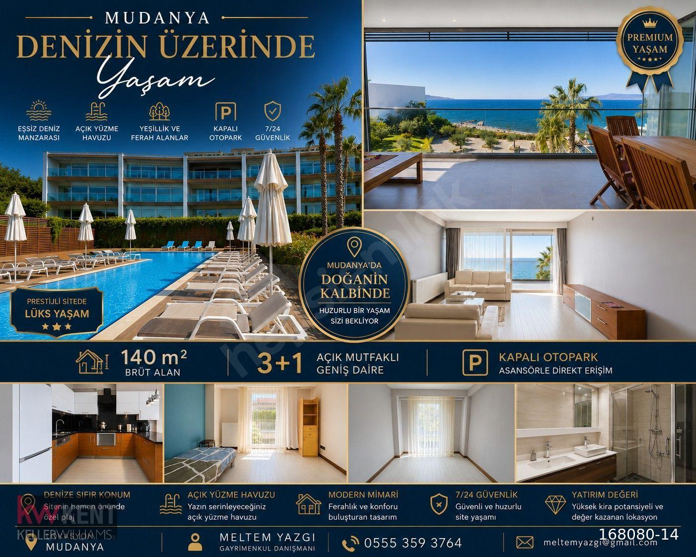 DENİZE SIFIR EŞSİZ YAŞAM; BALKONUNUZDA DALGA SESLERİ BLUE 84 TE SATILIK 3+1