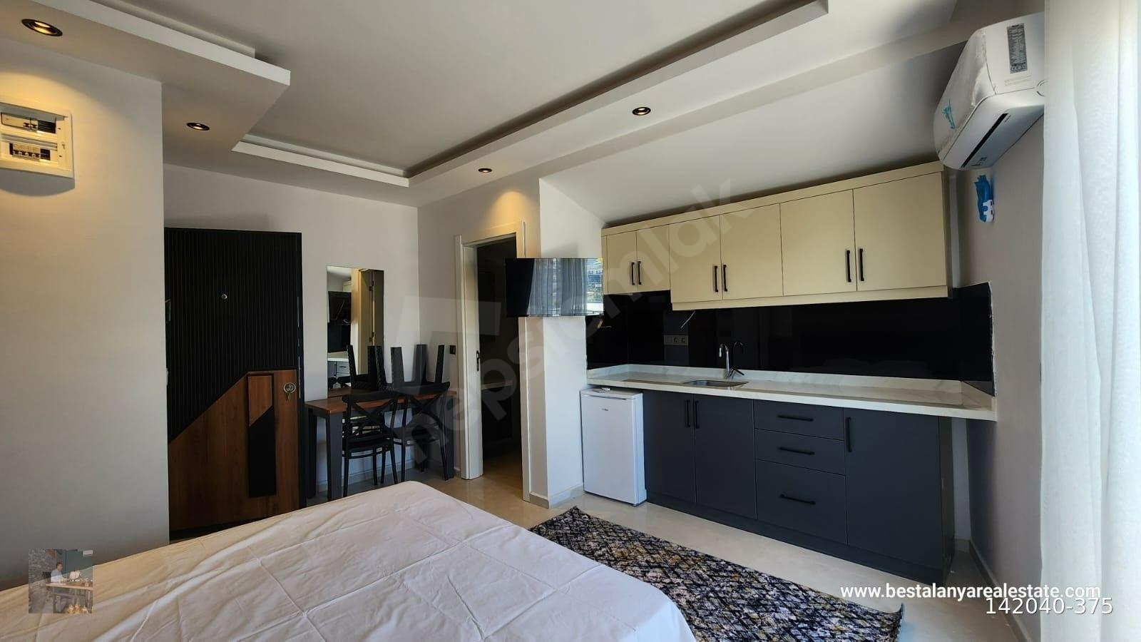 ALANYA MAHMUTLAR DENİZE 200MT YENİ BİTEN PROJE KİRALIK 1+0 EŞYALI UZUN DÖNEM KİRALIK ODALAR
