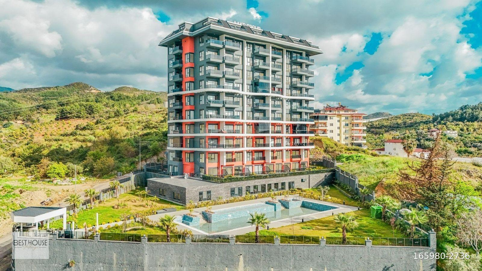 ALANYA DEMİRTAŞ'TA DENİZ VE HAVUZ MANZARALI 1+1 SATILIK DAİRE