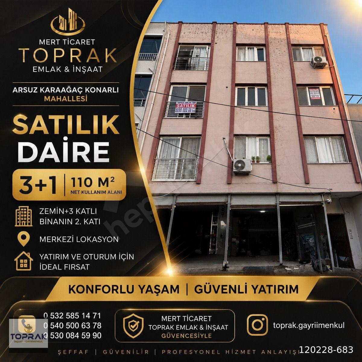 ARSUZ KARAAĞAÇ KONARLI MAHALLESİ’NDE SATILIK 3+1 DAİRE