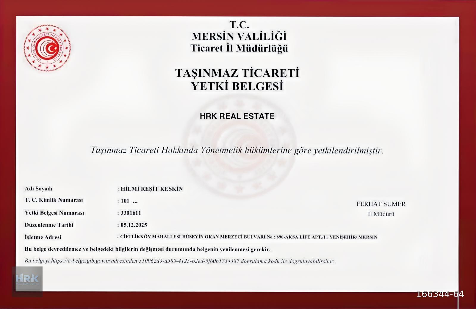 HRK'DEN ERDEMLİ'DE KİRALIK DENİZ MANZARALI 1+1 DAİRE