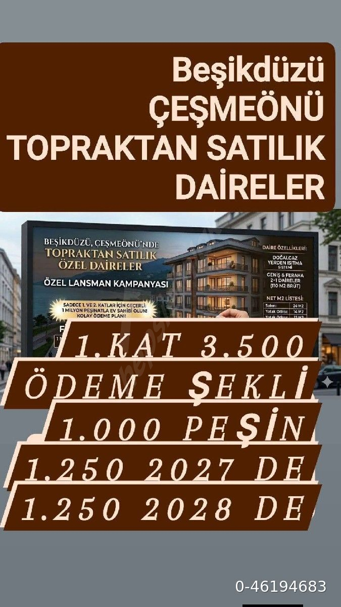 1 MİLYON PEŞİN İLE TOPRAKTAN SATILIK DAİRE Her türlü araç takası olur