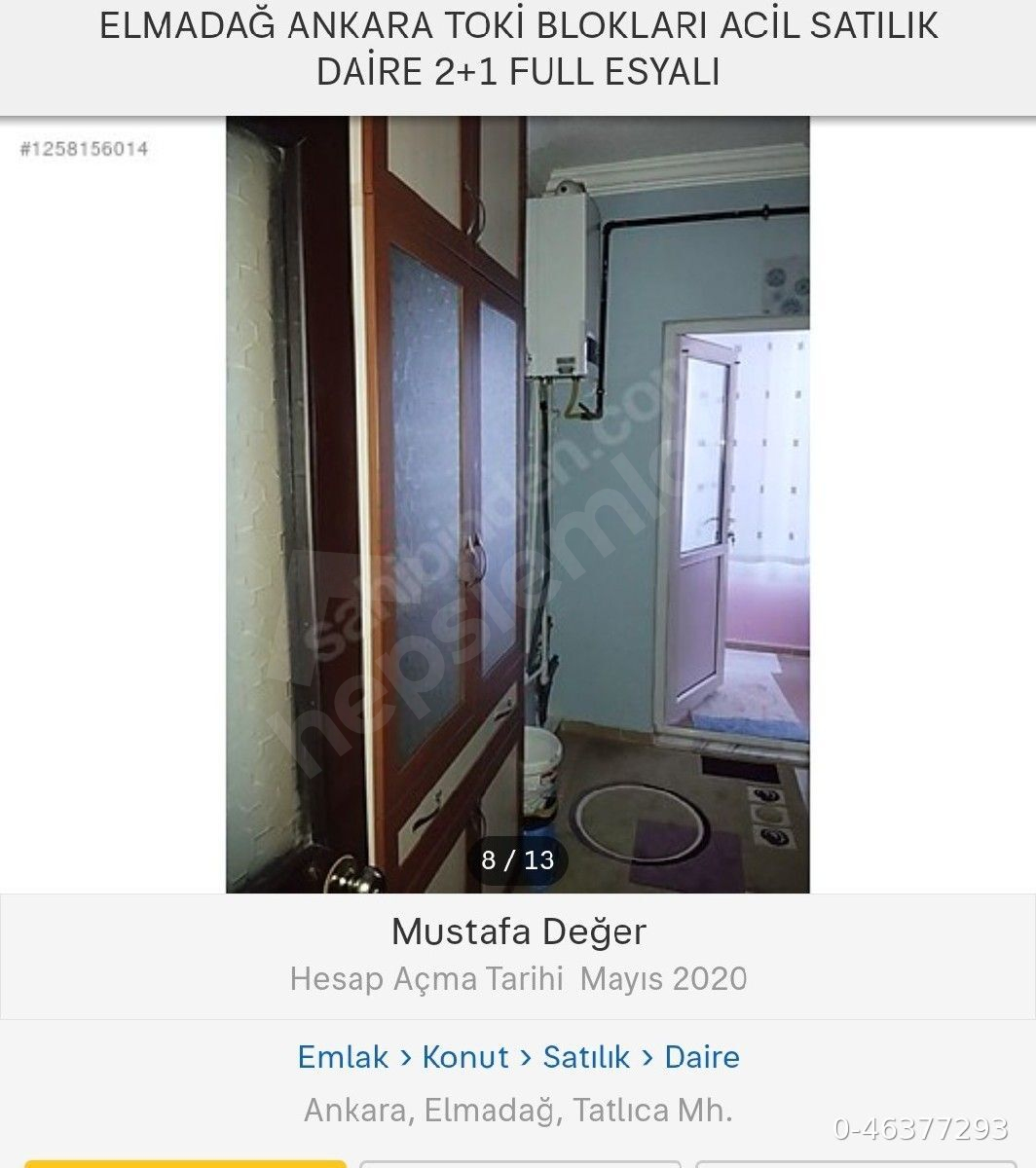 Ankara elmadağ acil satılık