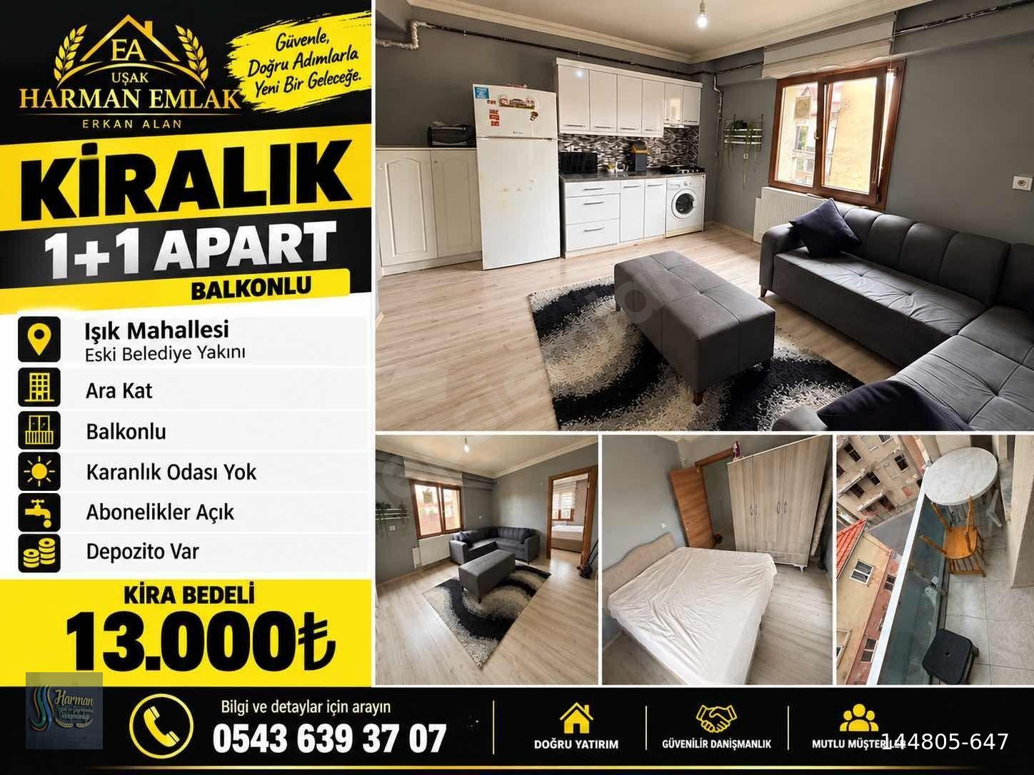 HARMAN EMLAKTAN KİRALIK BALKONLU 1+1 APART