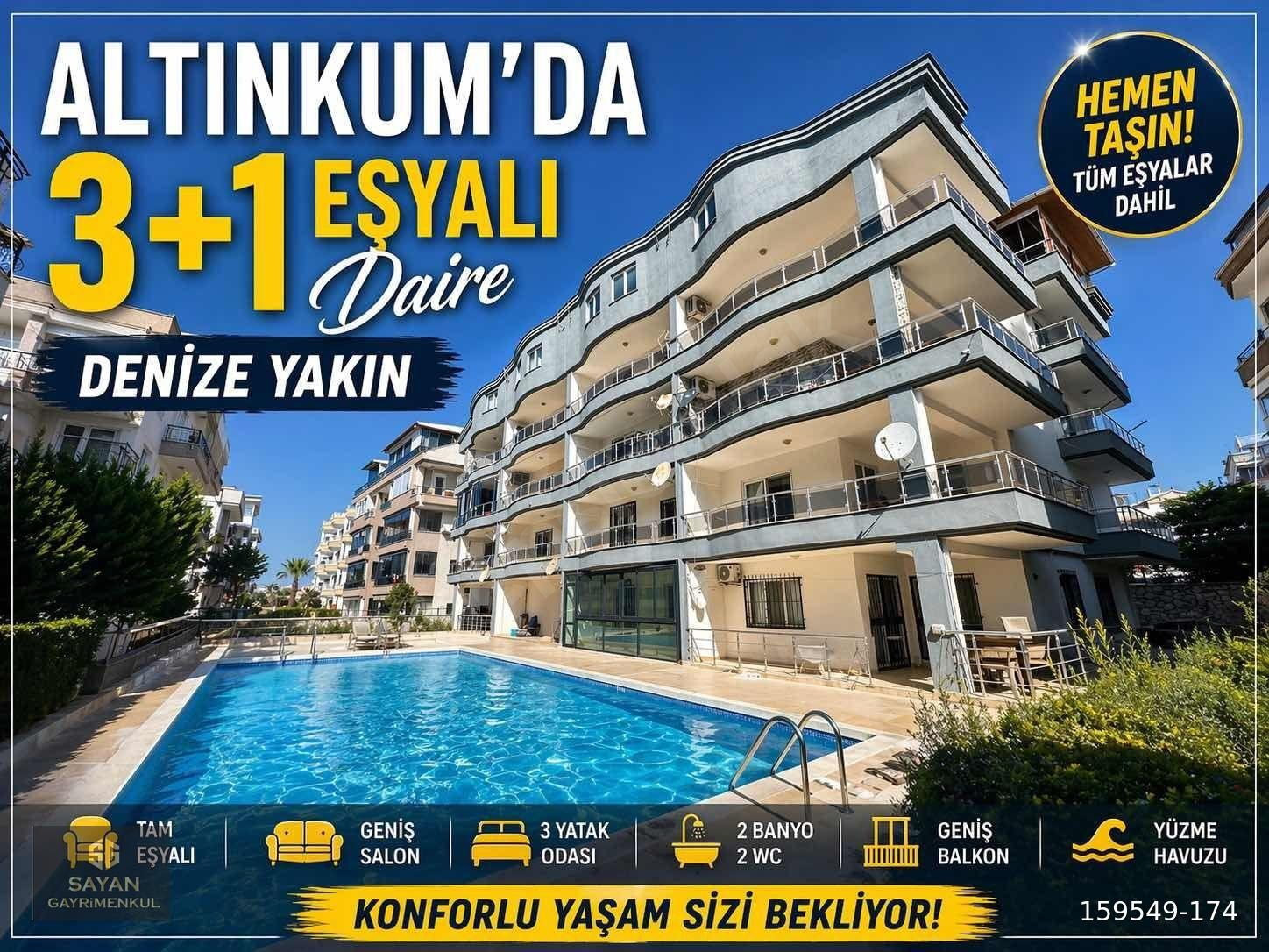 DİDİM ALTINKUMDA 3+1 HAVUZLU EŞYALI DENIZE YAKIN DAİRE
