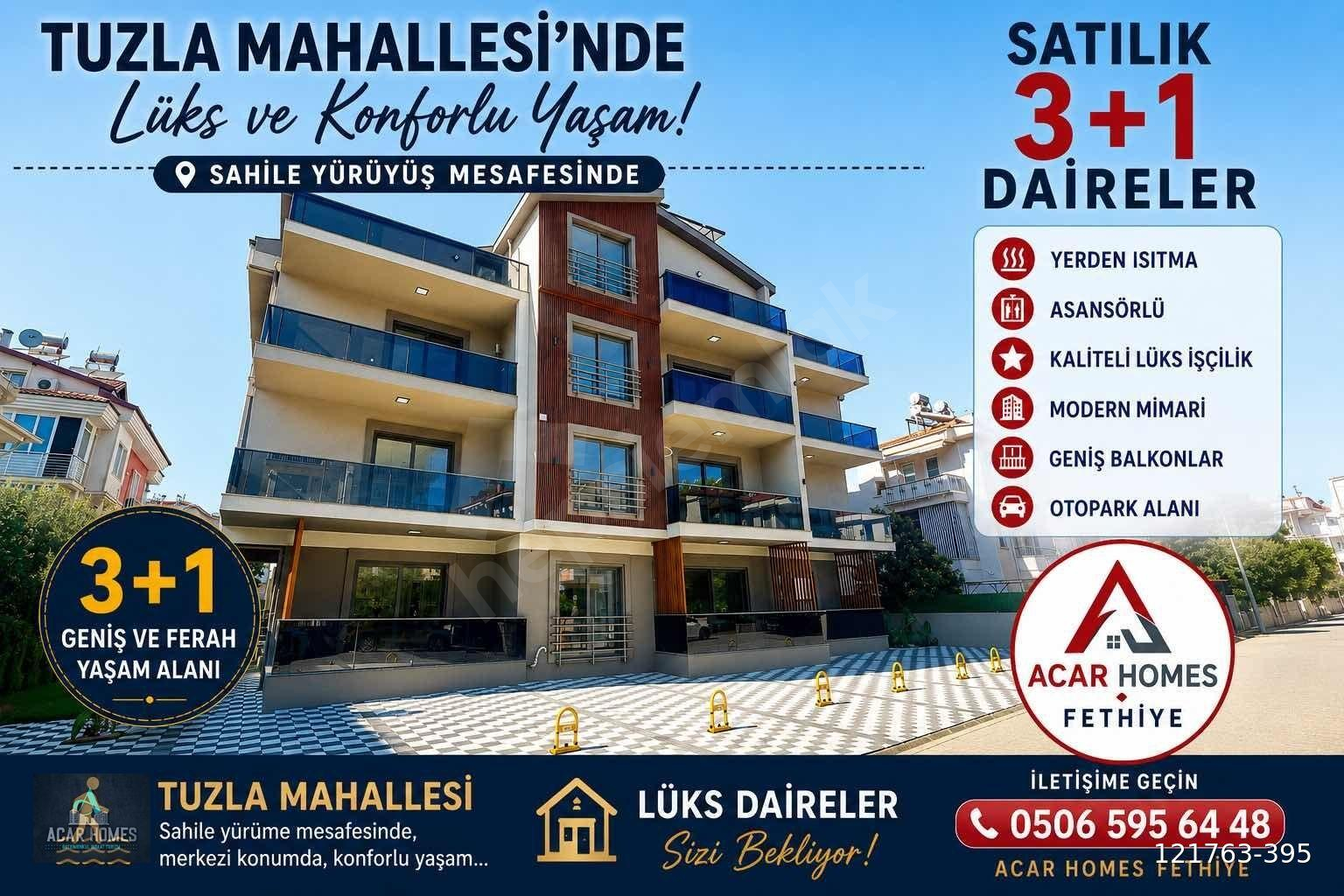 FETHIYE TUZLA MAH VALİ RECAİ OKULUNA YAKIN 3+1 ASANSÖRLÜ