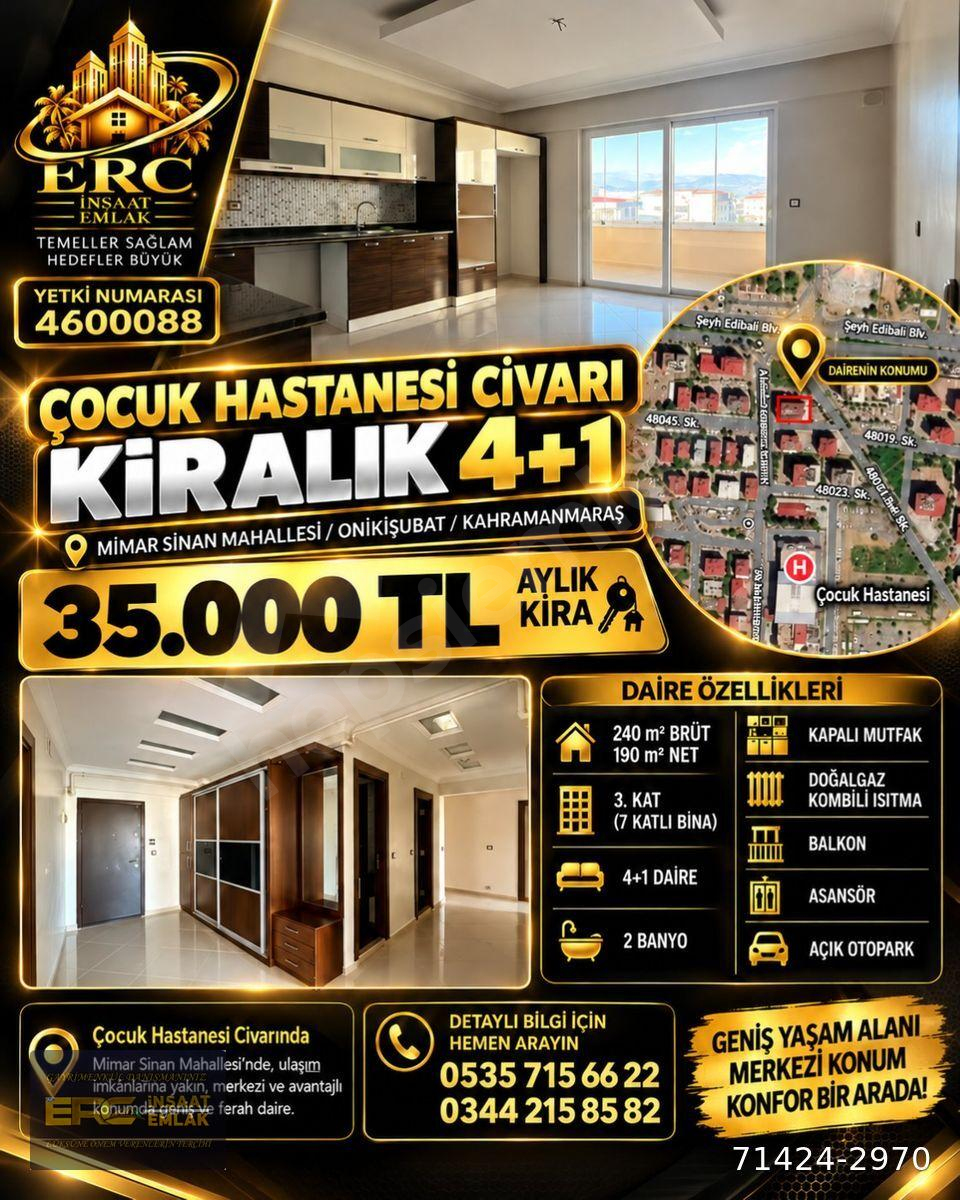ÇOCUK HASTANESİ CİVARI KİRALIK 4+1 DAİRE