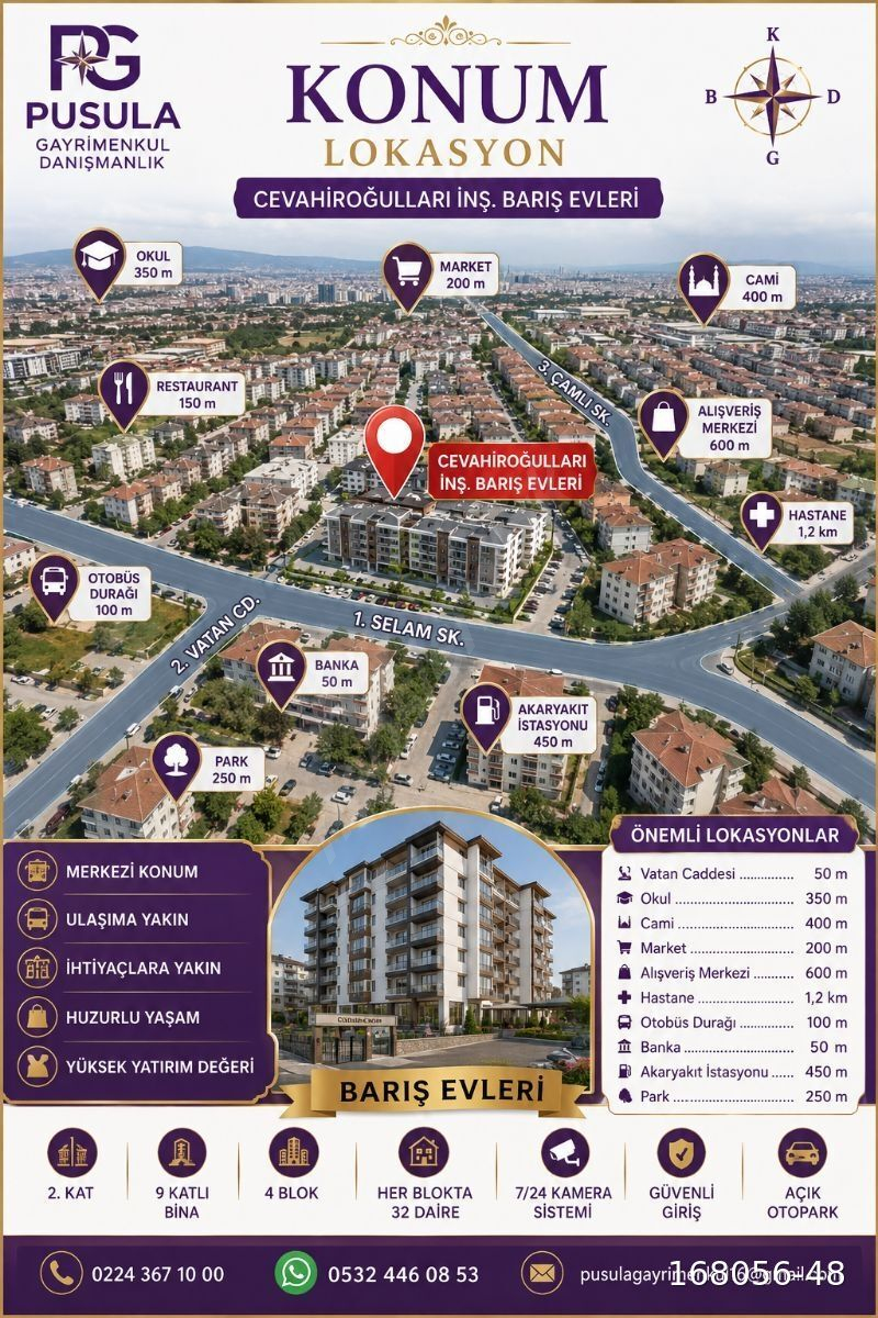 PUSULA GAYRİMENKULDEN VATANDA SATILIK SİTE İÇİ DAİRE