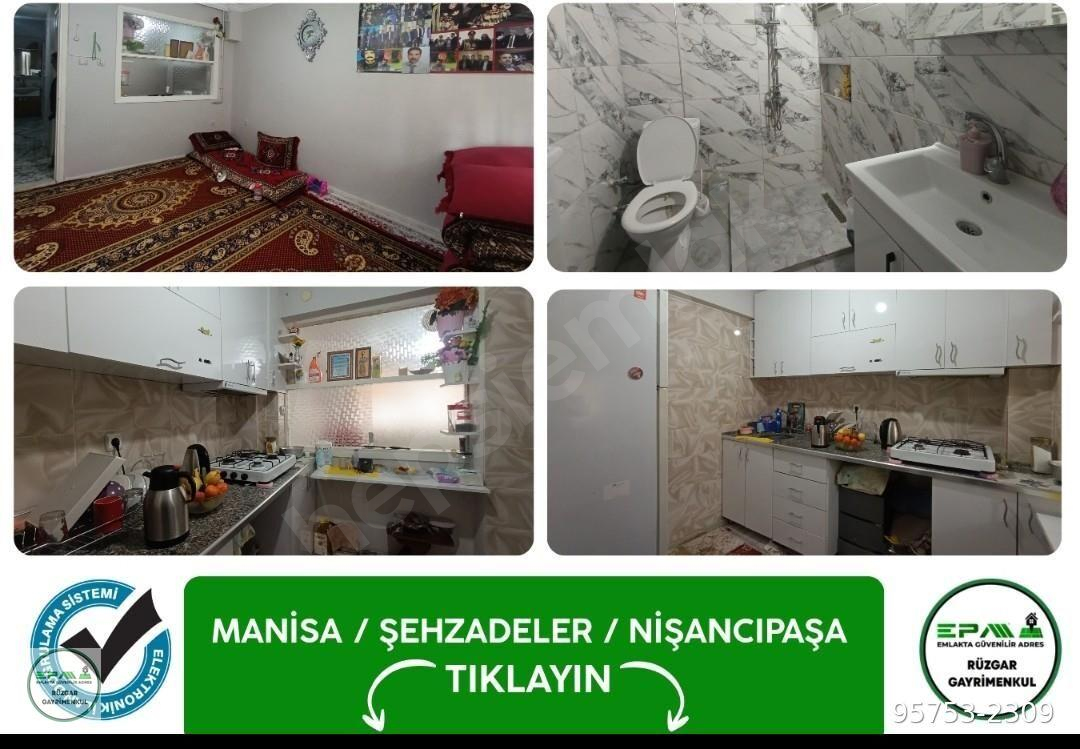 Manisa Nişancıpaşa da satılık 2+1 kapalı mutfak Bahçeli Daire