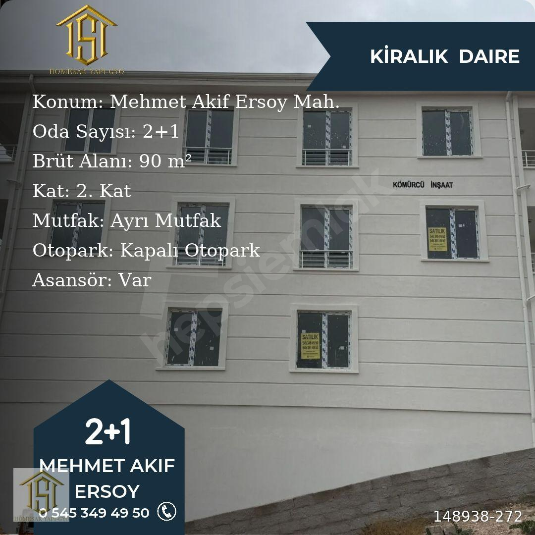 MEHMET AKİF ERSOY'DA KİRALIK DAİRE-Homesak best choice