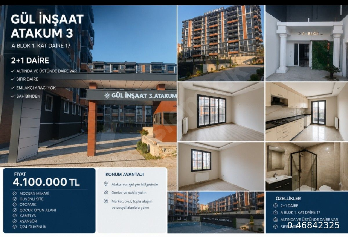 Atakum Çobanlıda Sahibinden Sitede Sıfır 2+1