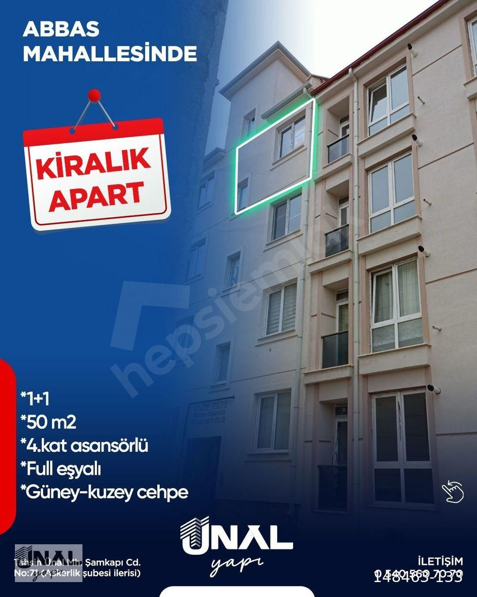 ABBAS MAHALLESİ BELEDİYE KARŞI SOKAĞINDA KİRALIK 1+1 APART