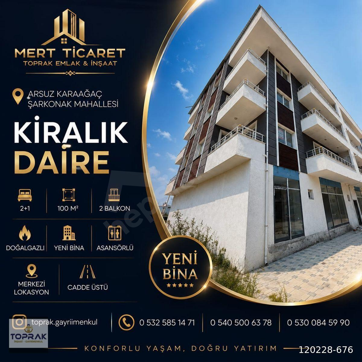 ARSUZ KARAAĞAÇ ŞARKONAK MAHALLESİNDE KİRALIK 2+1 DOĞALGAZLI DAİRE
