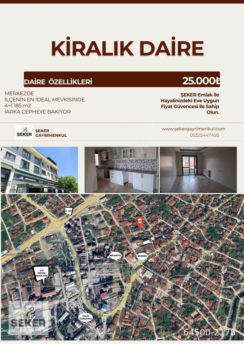 42-ŞEKERGAYRİMENKUL DEREBOĞAZI MAH.4+1-185m2 KİRALIK DUBLEXDAİRE