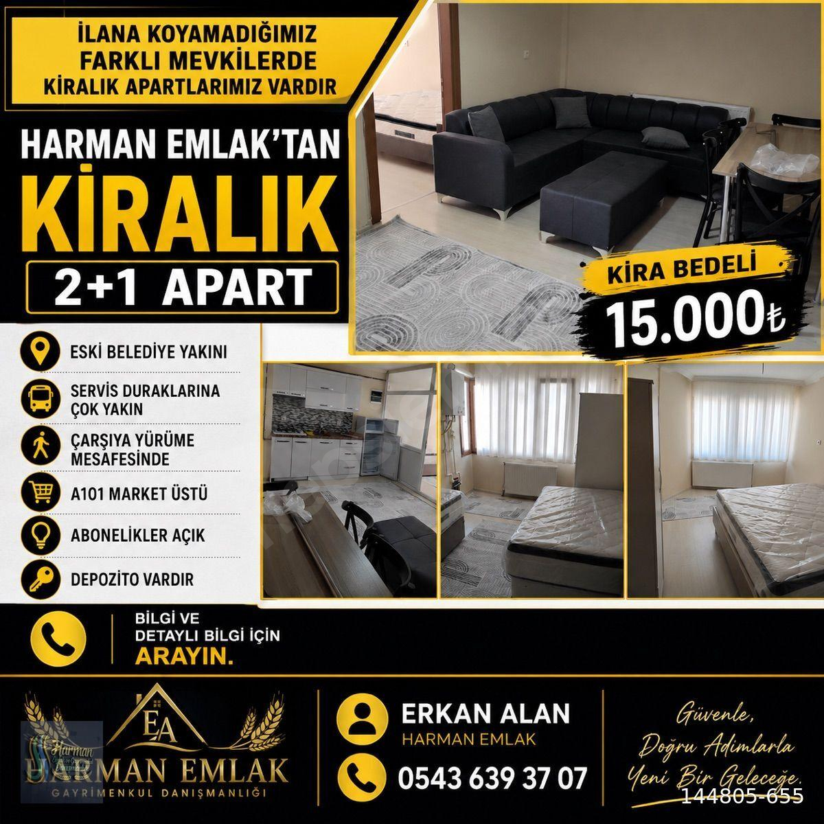 HARMAN EMLAKTAN KİRALIK YENİ EŞYALI 2+1 APART
