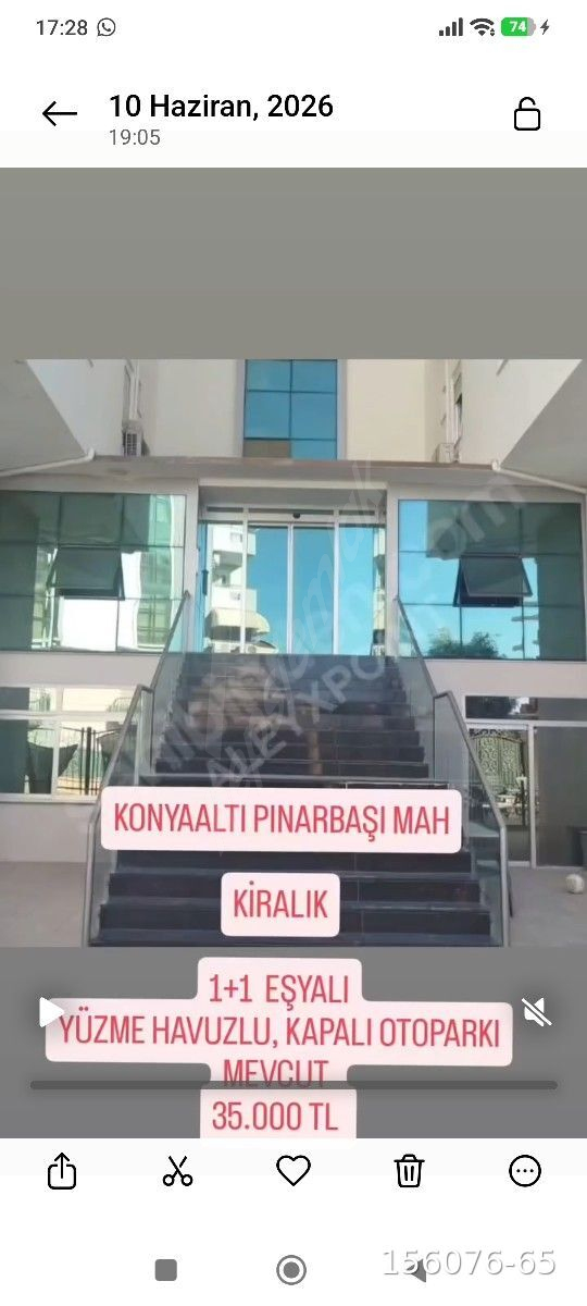 KONYAALTI PINARBAŞINDA 1+1 EŞYALI KİRALIK