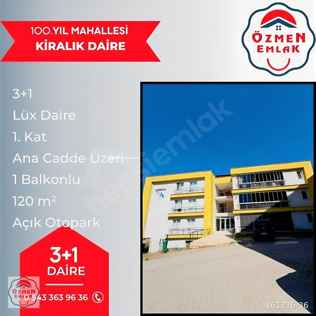 ÖZMEN EMLAK'TAN 100. YIL'DA KİRALIK LÜX 3+1 DAİRE
