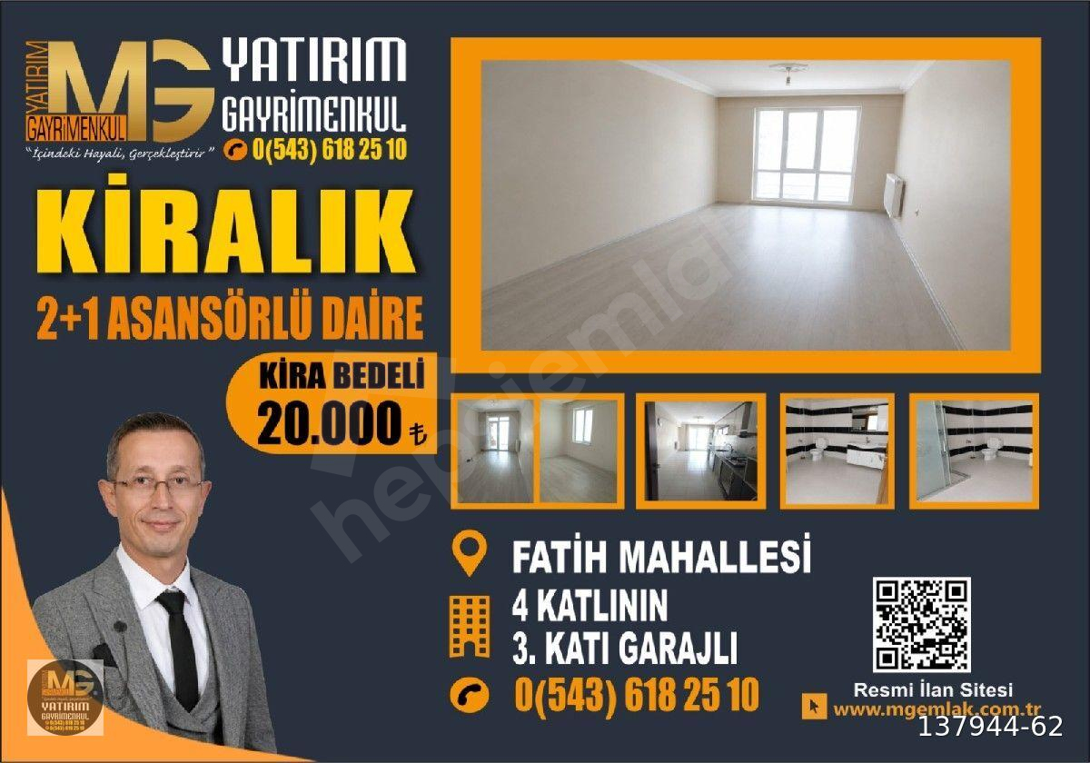 MG YATIRIM GAYRİMENKULDEN KİRALIK FATİH MAHALLESİNDE ASANSÖRLÜ, GARAJLI 2+1 DAİRE