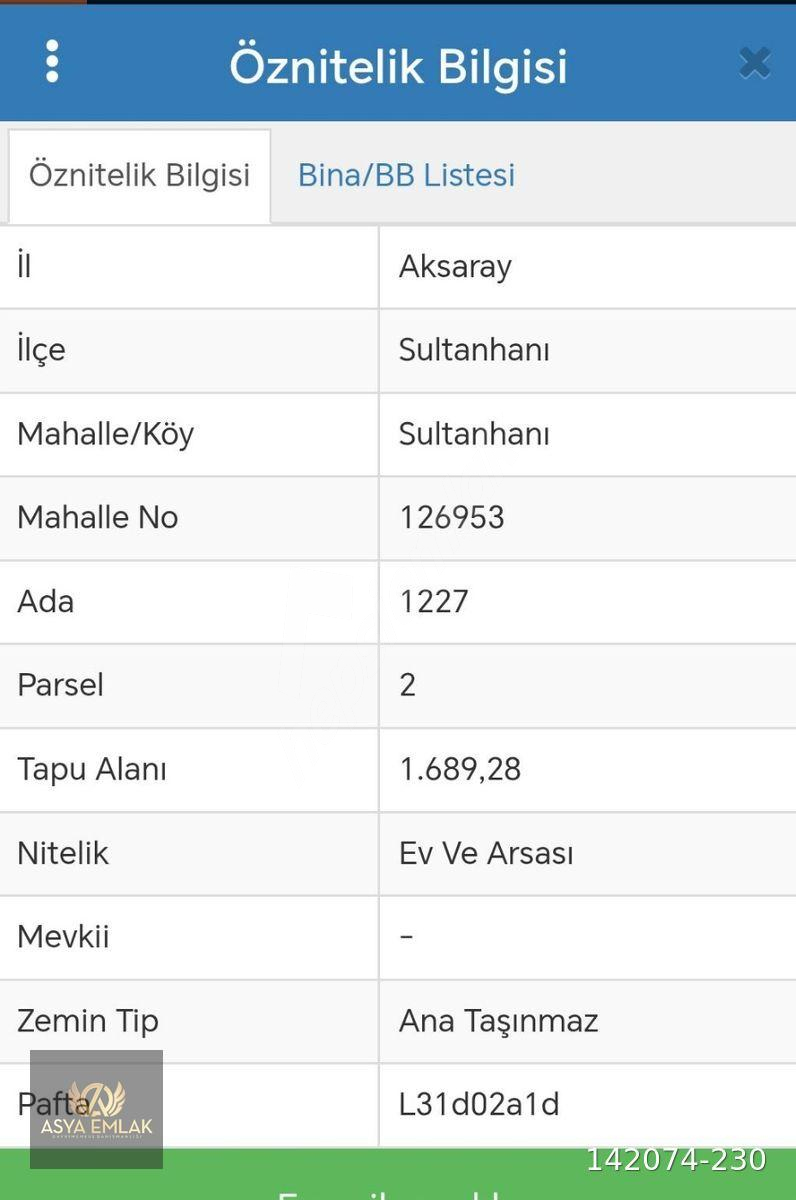 ASYA EMLAK'TAN SULTANHANINDA CADDEYE CEPHE SATILIK 3 KATA İMARLI ARSA VE EV