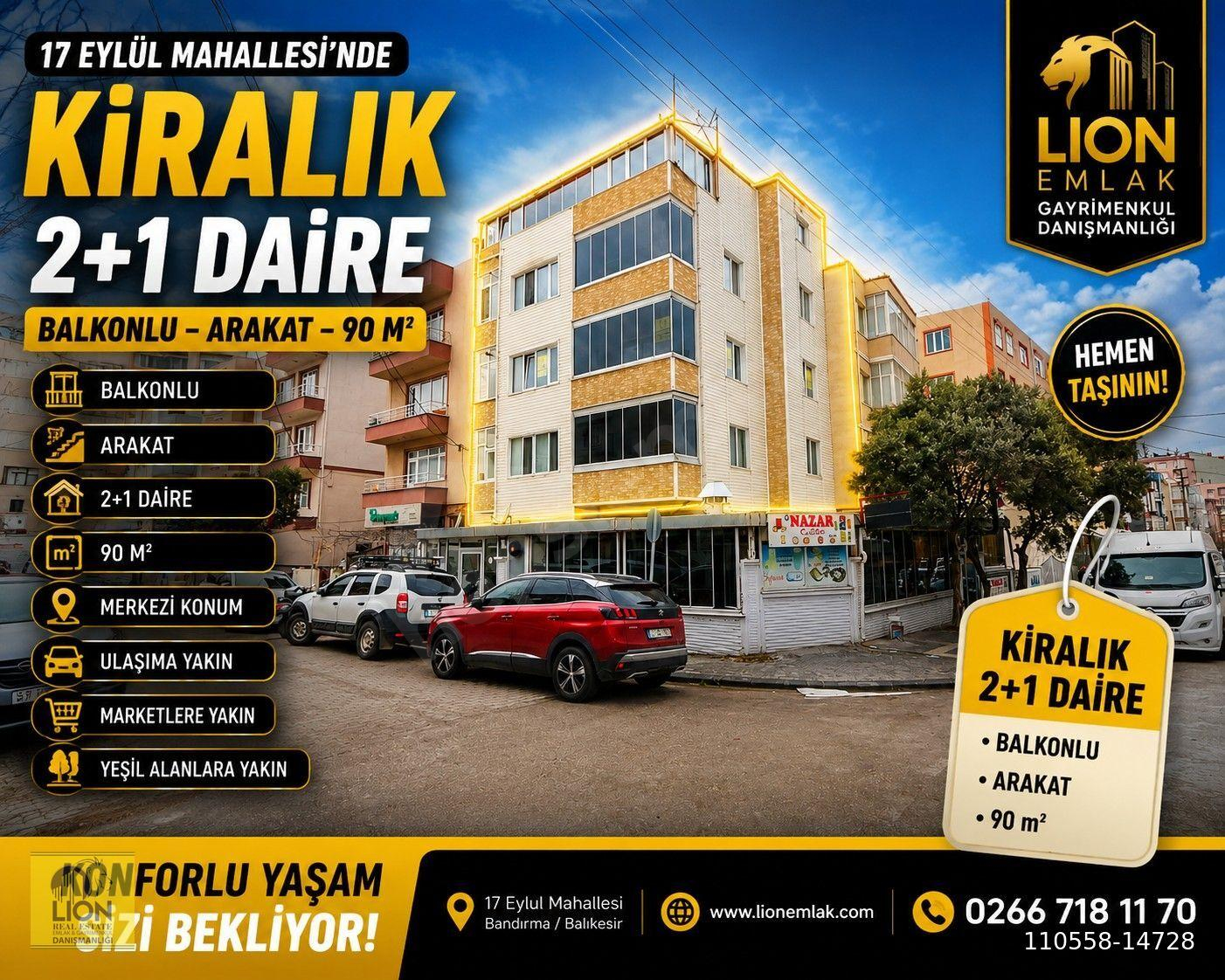 🟨⬛️LION EMLAK'TAN AVM YAKINI MASRAFSIZ 2+1 KİRALIK DAİRE⬛️🟨