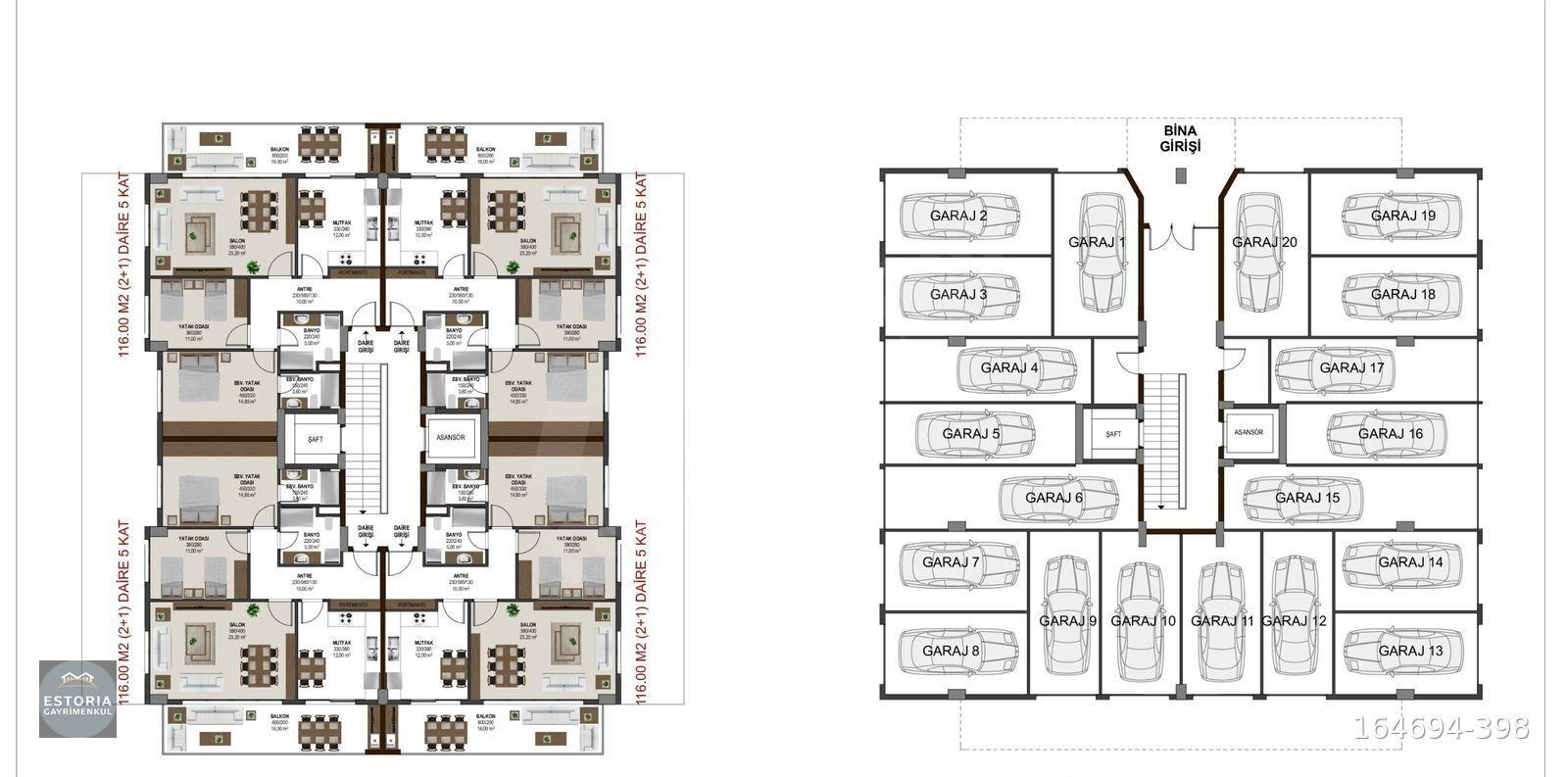 ESTORIA'DAN 71 EVLER MH CEVAHİR KONAKLARI'NDA SATILIK 2+1 DAİRE
