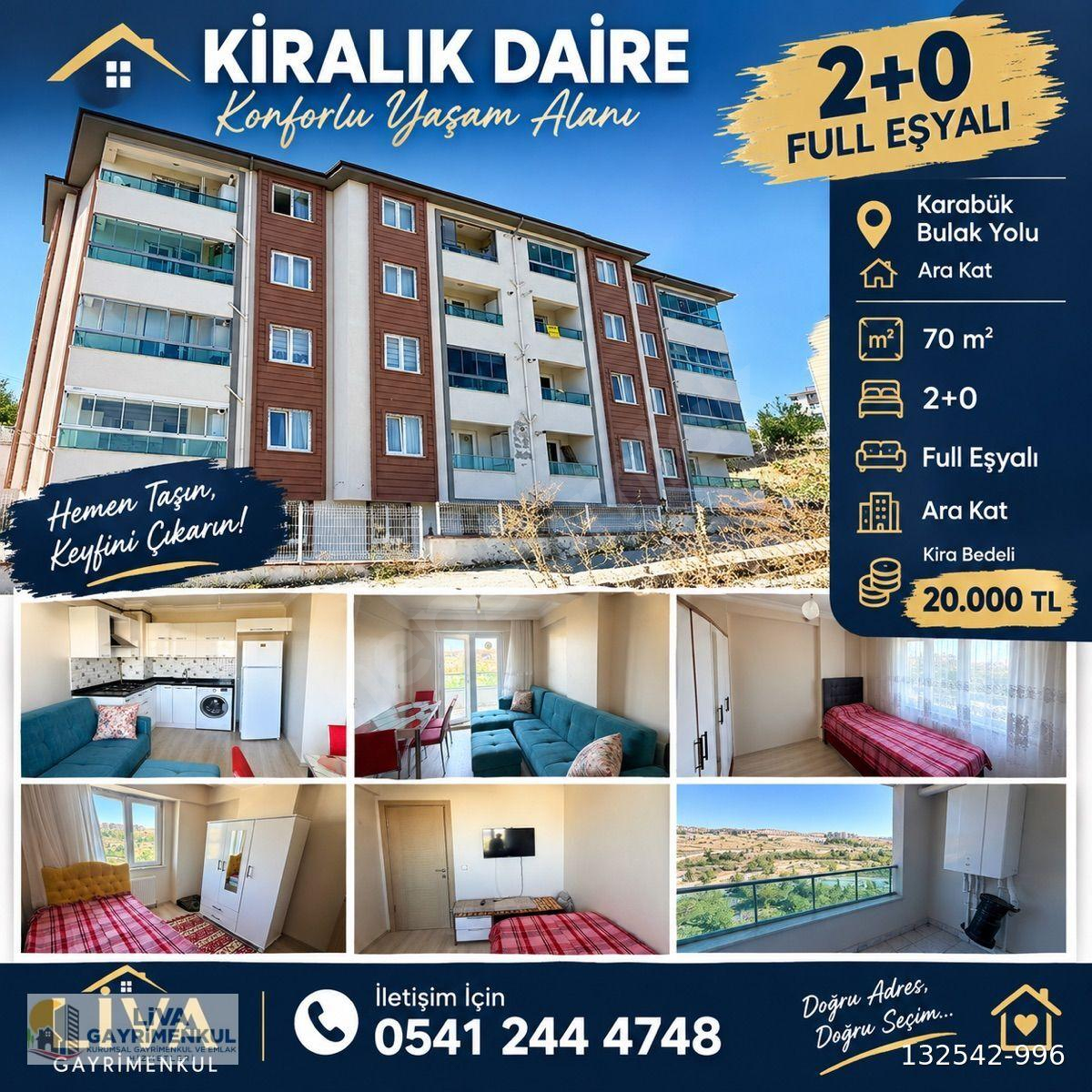 KARABÜK 5000EVLER BULAKYOLUNDA ARA KAT EŞYALI 2+0 DAİRE KİRALIKTIR