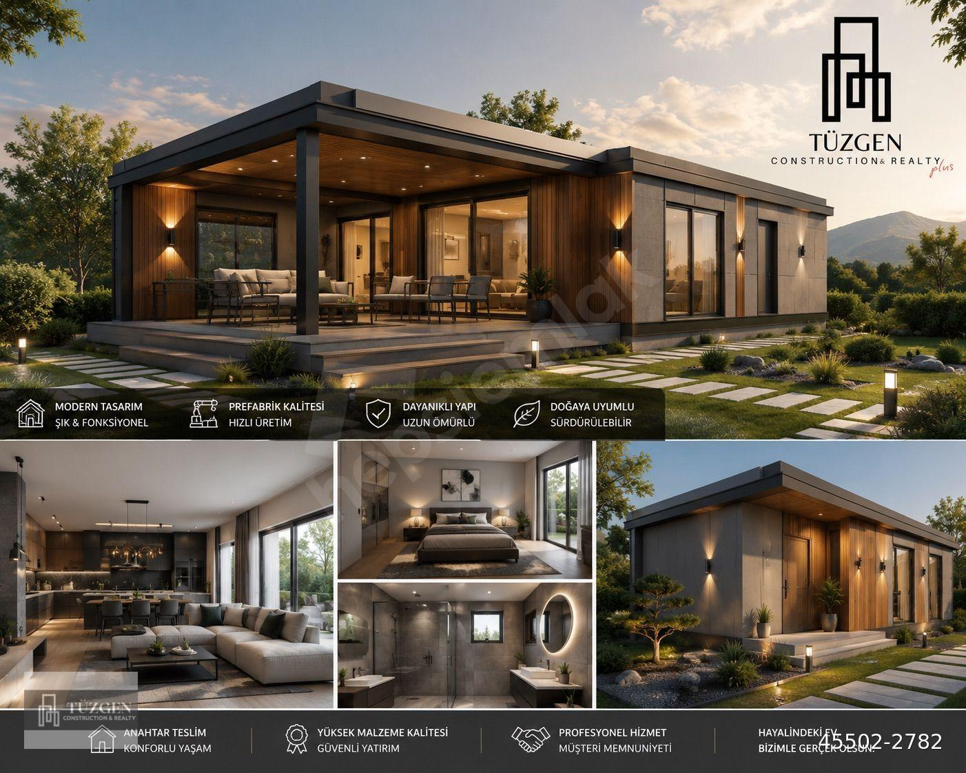 140 m² Lüks Prefabrik Villa | Anahtar Teslim | 4+1 | Modern Tasarım | Tüzgen Construction & Realty