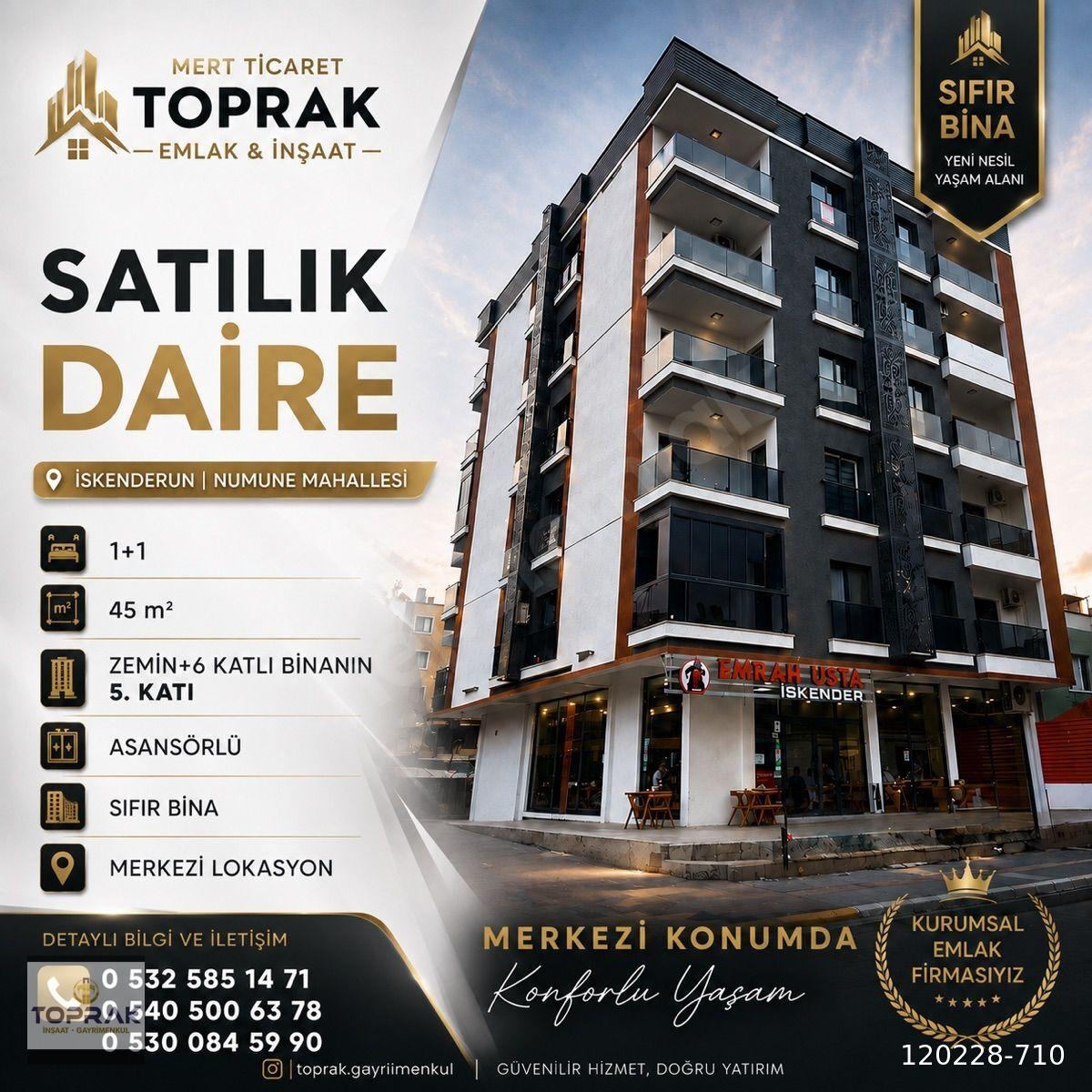 İSKENDERUN NUMUNE MAHALLESİ’NDE SATILIK 1+1 DAİRE