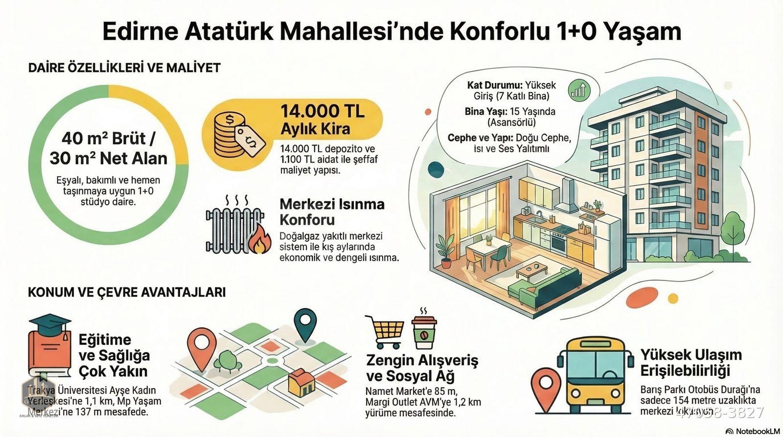 ATATÜRK MAH 1+0 KİRALIK DAİRE(K-6)