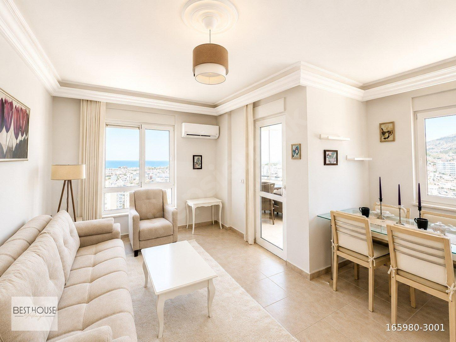 ALANYA CİKCİLLİ’DE FULL DENİZ VE KALE MANZARALI EŞYALI 1+1 DAİRE
