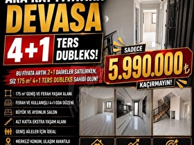 ARA KAT FİYATINA 4+1 TERS DUBLEKS! | 175 m² GENİŞ YAŞAM ALANI |