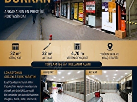Esat Dörtyol Tunalı Hilmi Caddesi Kavşağında  64M2 Dükkan