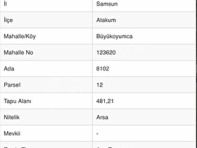 ATAKUM BÜYÜKOYUMCADA SATILIK 481 m2 VİLLALIK ARSA
