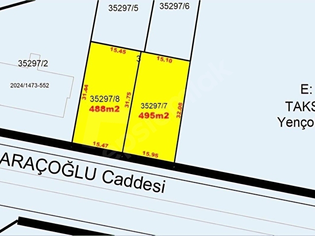 Saraçoğlu Mah. 2.Kanal 488m2 Saraçoğlu Cad. Cephe - İmarlı Arsa