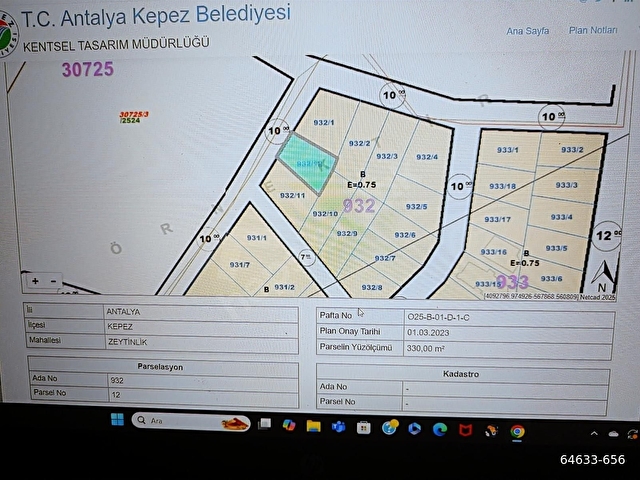 KEPEZ ZEYTİNLİK MAH. KAT KARŞILIGI 775 M ARSA - Görsel 2