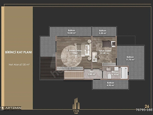 ▃ARTEMİN▃DENİZLİ KÖYÜNDE OLİVE GARDEN SİTESİNDE 150m² LÜKS 3+1 - Görsel 10