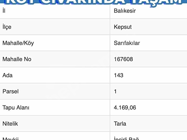 Kepsut Sarıfakılar Satılık