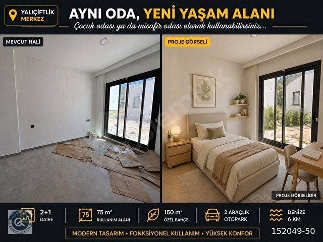 YALIÇİFTLİK’TE 150 M2 BAHÇELİ 2+1 MODERN SİTE YENİ PROJE - Görsel 9