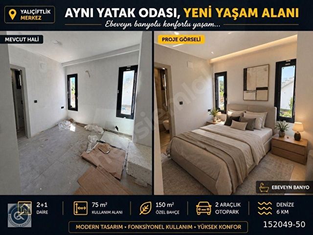 YALIÇİFTLİK’TE 150 M2 BAHÇELİ 2+1 MODERN SİTE YENİ PROJE - Görsel 8