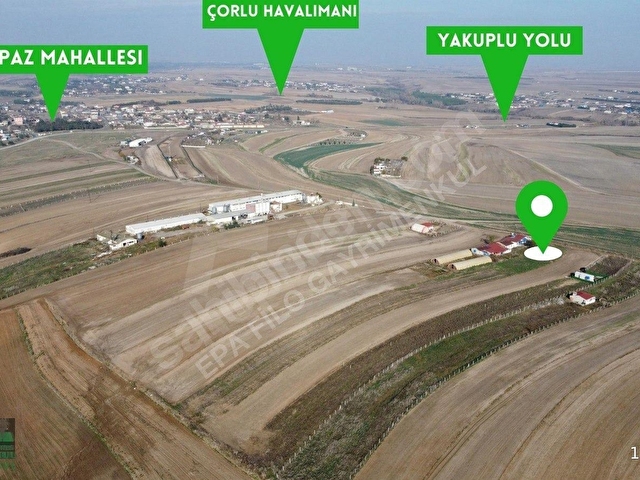 TEKİRDAĞ ÇORLU ŞAHPAZ MAHALLESİ 4.500 m² YOLA CEPHE TARLA ! - Görsel 2